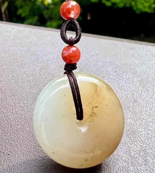 Round Donut Pendant Necklace – Brown & White Tone Circle Charm, Classic Symbol Jewelry