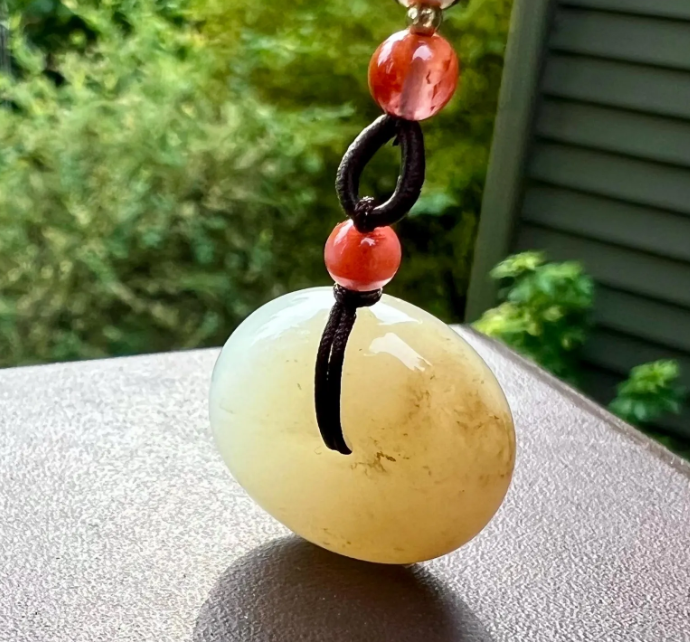 Round Donut Pendant Necklace – Brown & White Tone Circle Charm, Classic Symbol Jewelry