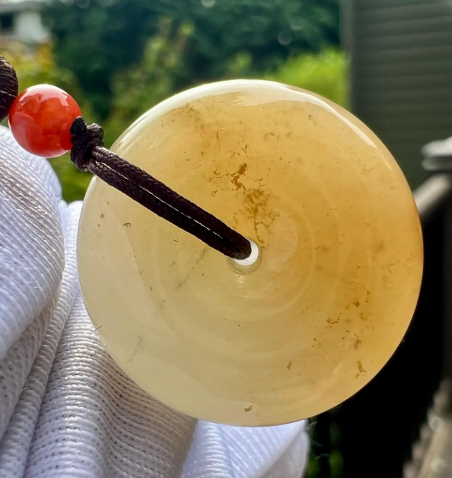 Round Donut Pendant Necklace – Brown & White Tone Circle Charm, Classic Symbol Jewelry