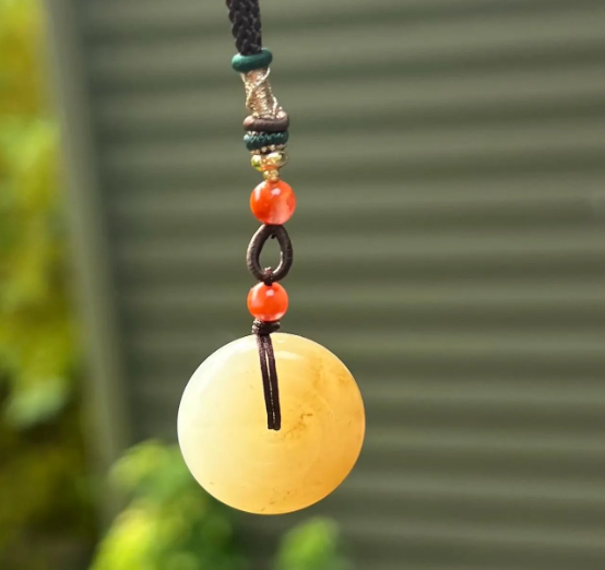 Round Donut Pendant Necklace – Brown & White Tone Circle Charm, Classic Symbol Jewelry