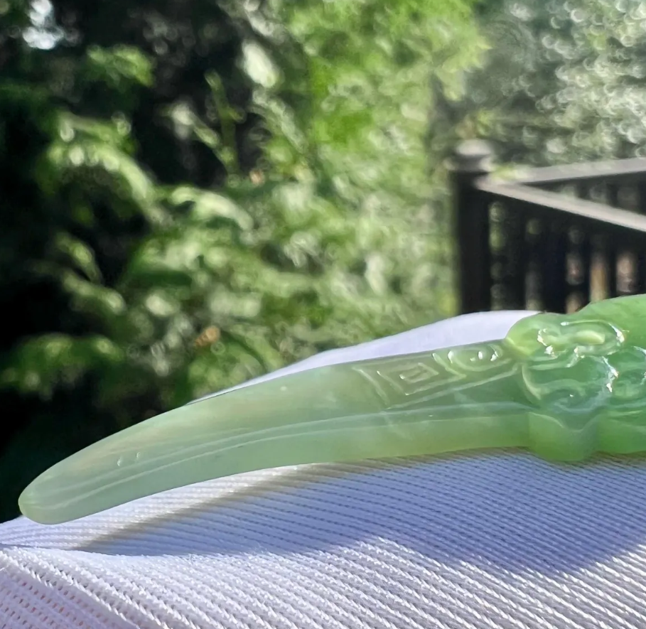 Dragon Sword Pendant Necklace – Green Stone-Style Charm, Statement Jewelry