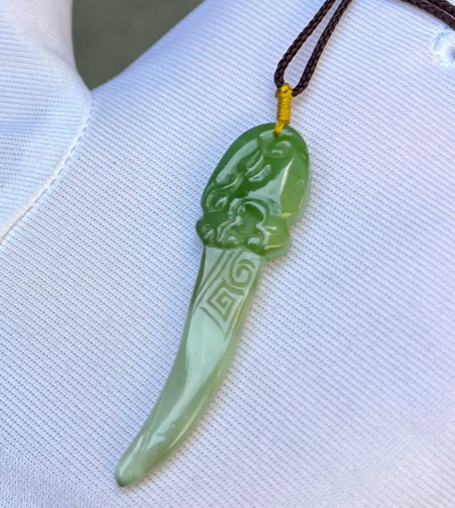 Dragon Sword Pendant Necklace – Green Stone-Style Charm, Statement Jewelry