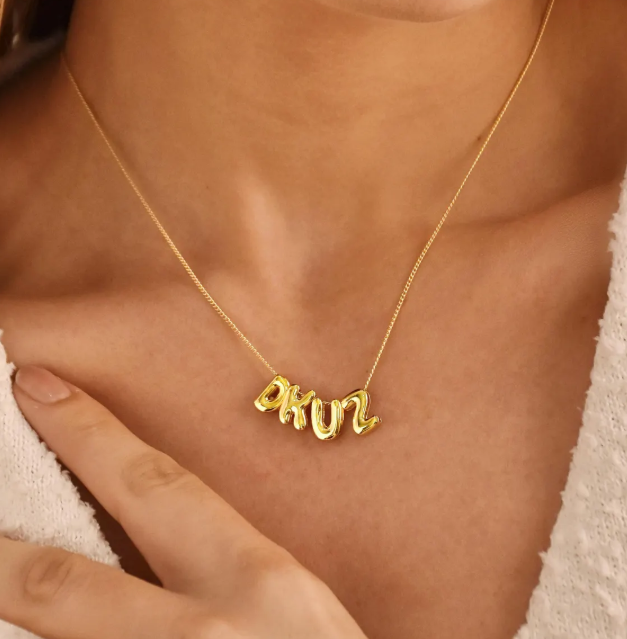 Personalized 3D Letter Necklace – Bubble Name Pendant, Custom Initial Jewelry